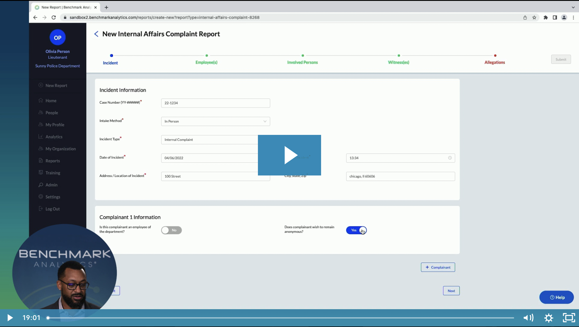 Internal Affairs Platform Benchmark Analytics