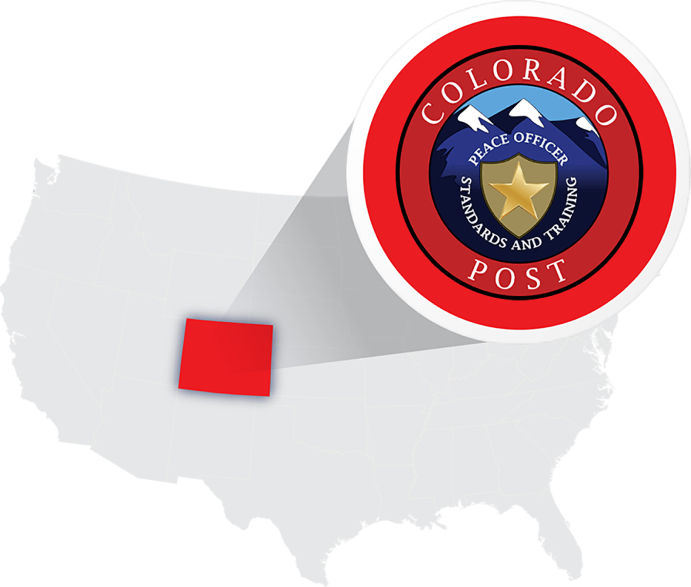 A map of the United States with the Colorado Post seal