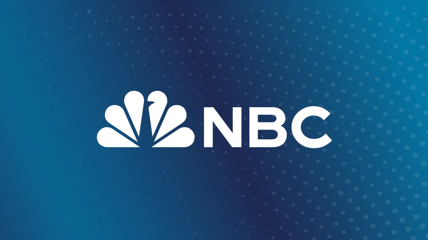 White NBC Logo on blue background