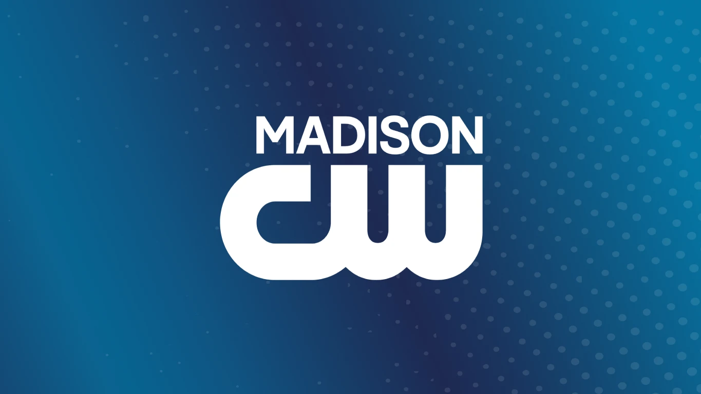 White Madison CW logo on blue background