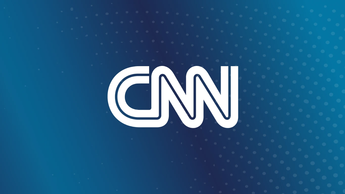 White CNN logo on blue background