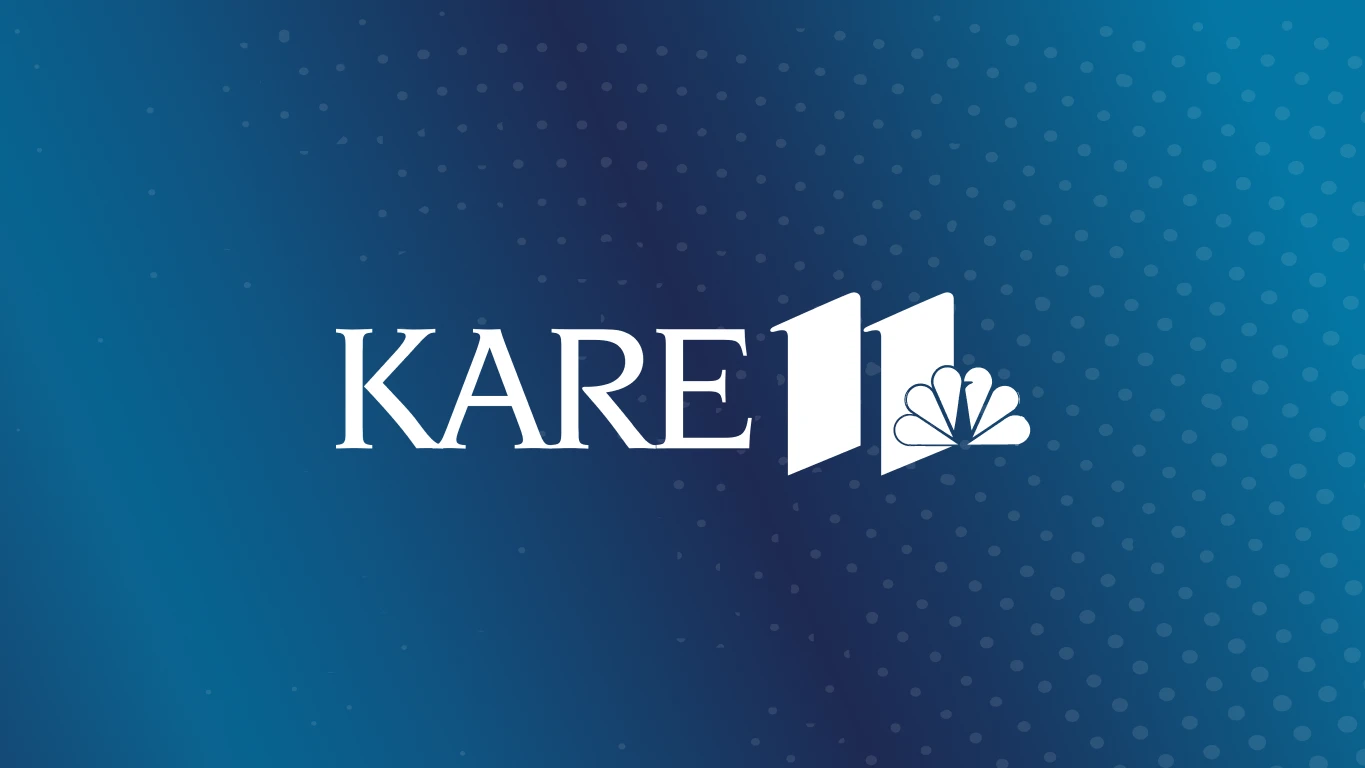 White KARE Logo on blue background