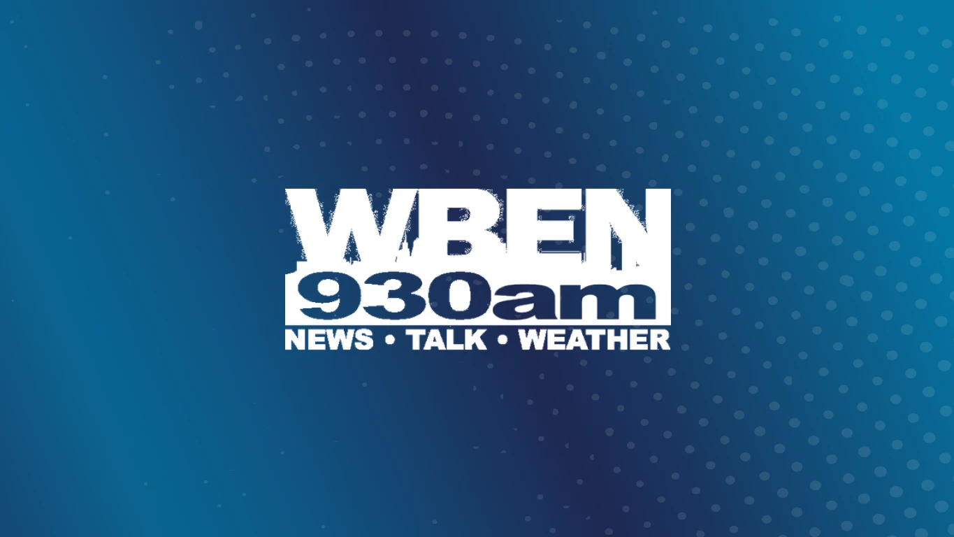 White WBEN 930am News Talk Weather Logo on blue background