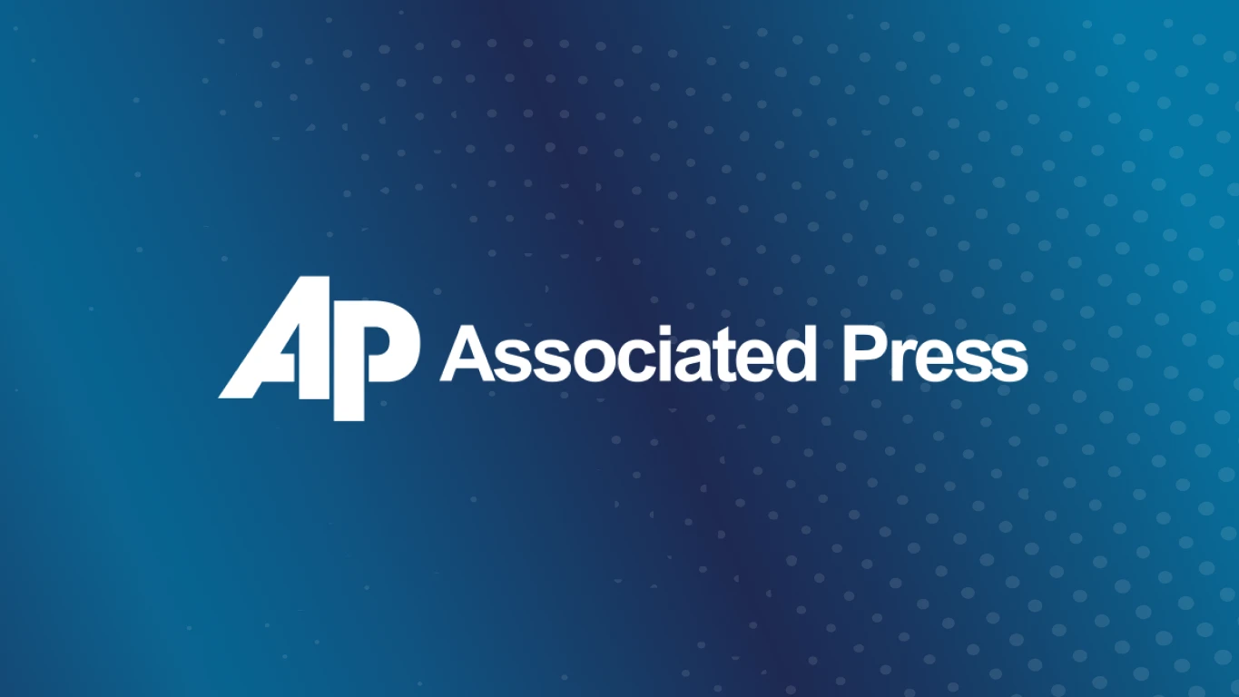 White AP Associated Press Logo on blue background