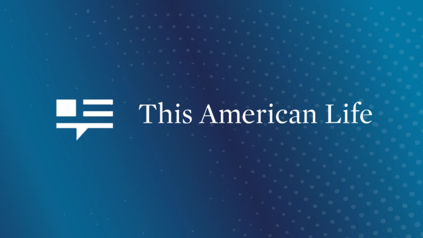 White This American Life Logo on blue background