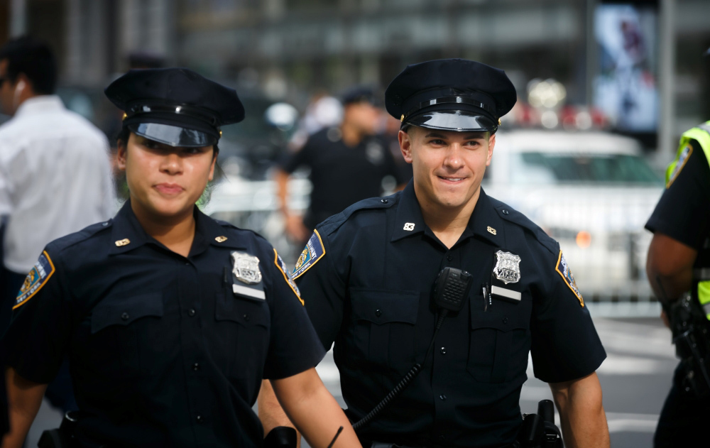 police officers walking down the street